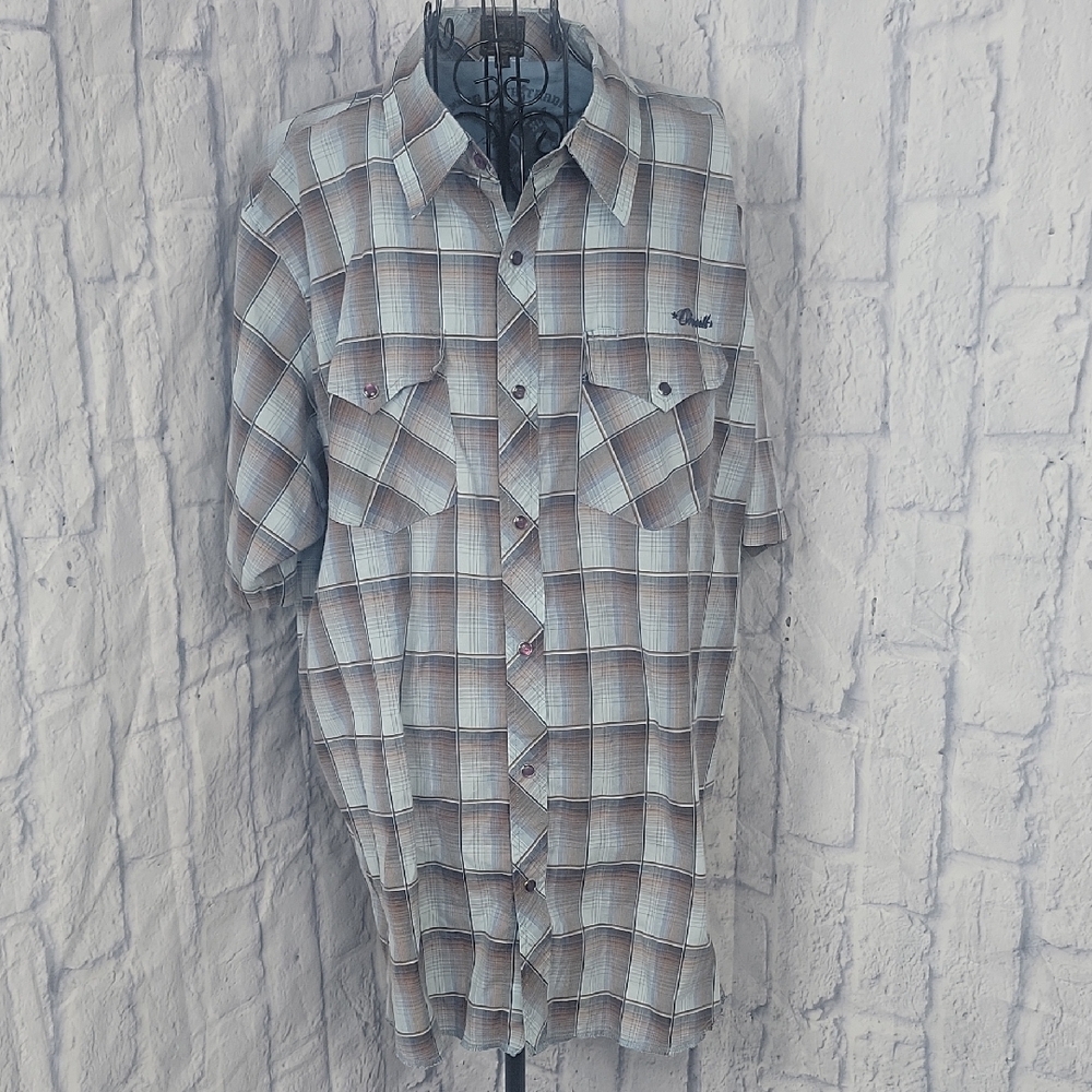 O'Neill Brown Blue/Brown Plaid Pearl Button‎ Down Western Shirt XL